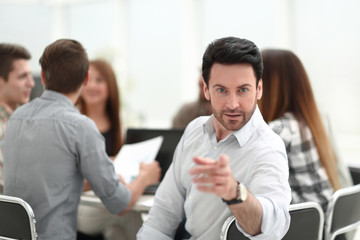 close up.businessman and business team at the Desk