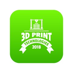 Innovation 3d printing icon green vector isolated on white background