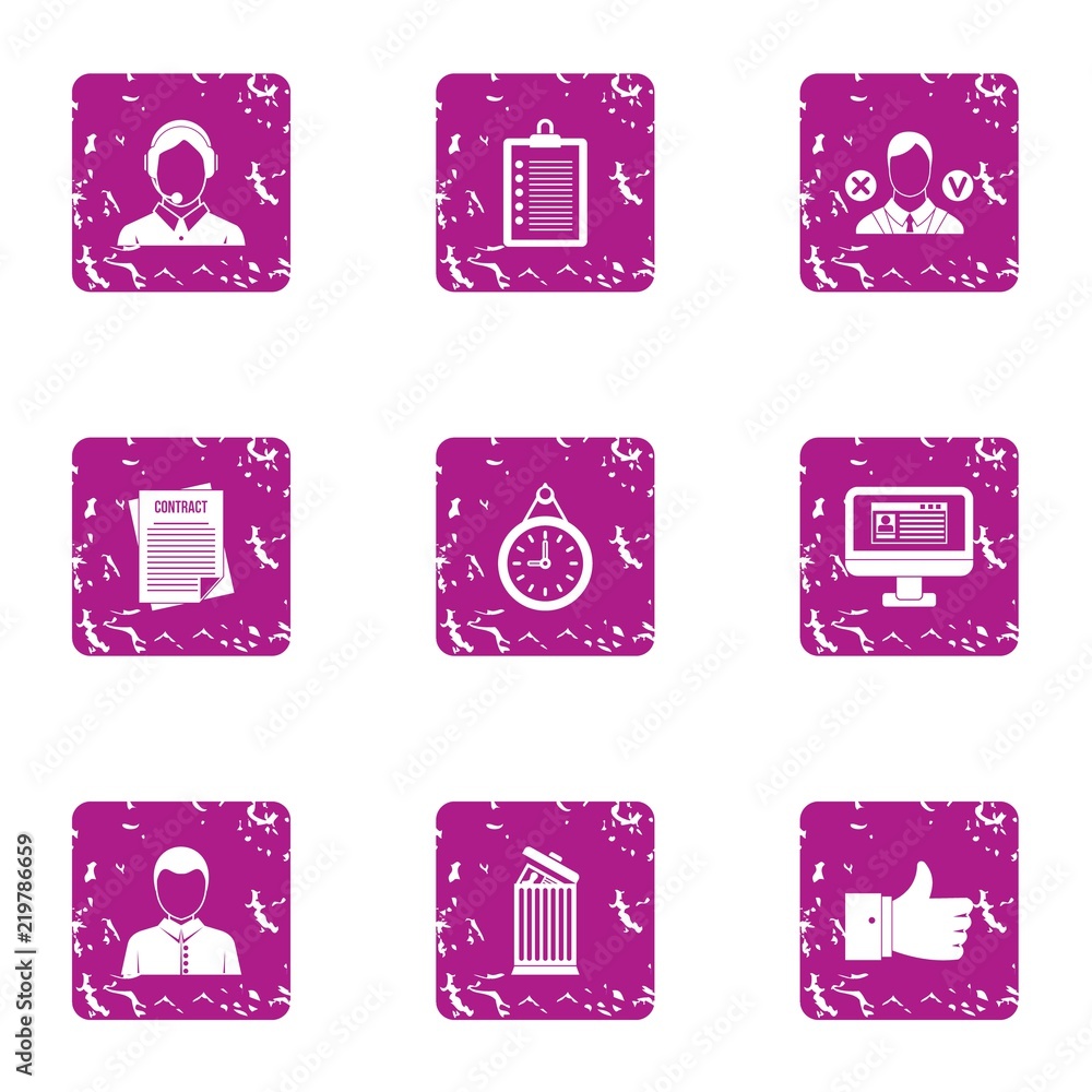 Poster team luck icons set. grunge set of 9 team luck vector icons for web isolated on white background