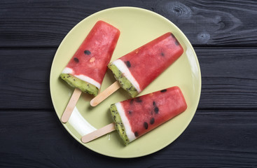 Homemade popsicle with watermelon