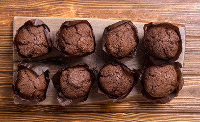 Sweet dessert chocolate muffins or cupcake