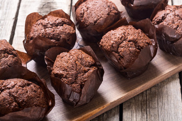 Sweet dessert chocolate muffins or cupcake
