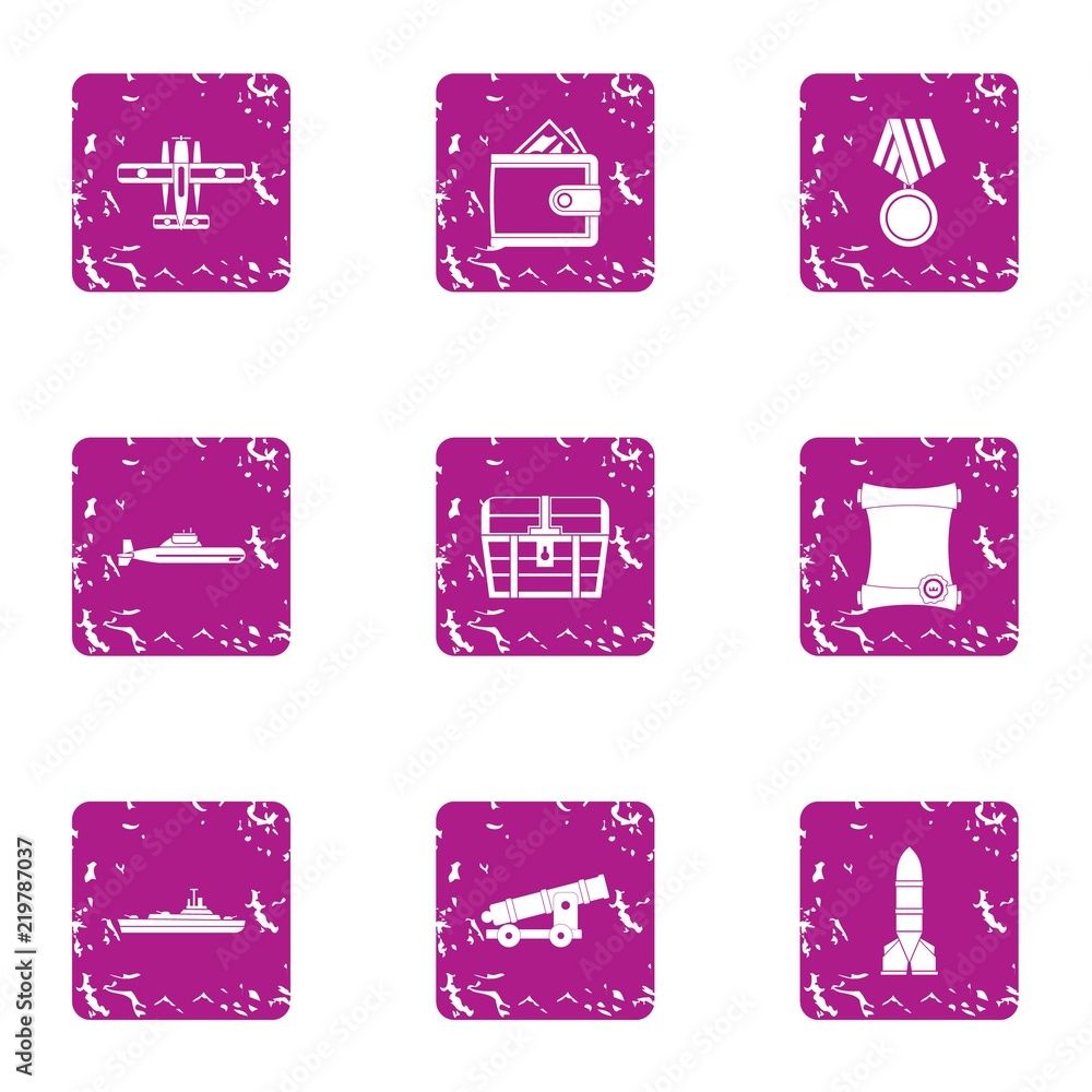 Poster guerdon icons set. grunge set of 9 guerdon vector icons for web isolated on white background