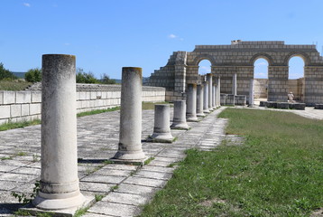 Fototapeta premium The Great Basilica at the first Bulgarian ancient capital city of Pliska. The largest Christian cathedral in the medieval Southeastern Europe.
