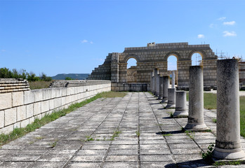 Obraz premium The Great Basilica at the first Bulgarian ancient capital city of Pliska. The largest Christian cathedral in the medieval Southeastern Europe.