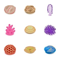 Deepwater icons set. Isometric set of 9 deepwater vector icons for web isolated on white background