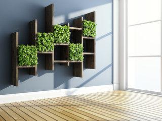 Decorative shelves and vertical garden