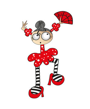 Flamenco Dancer Cartoon Flamenco Dancer Spain Girl,