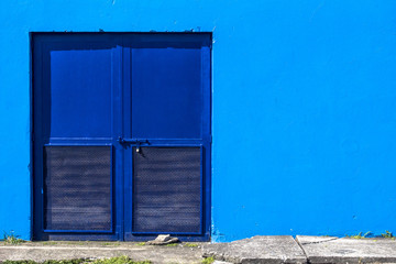 Blue door and blue wall in Sao Paulo Brazil
