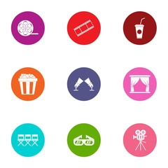 Moving pictures icons set. Flat set of 9 moving pictures vector icons for web isolated on white background
