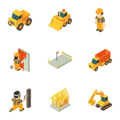 Working class icons set. Isometric set of 9 working class vector icons for web isolated on white background