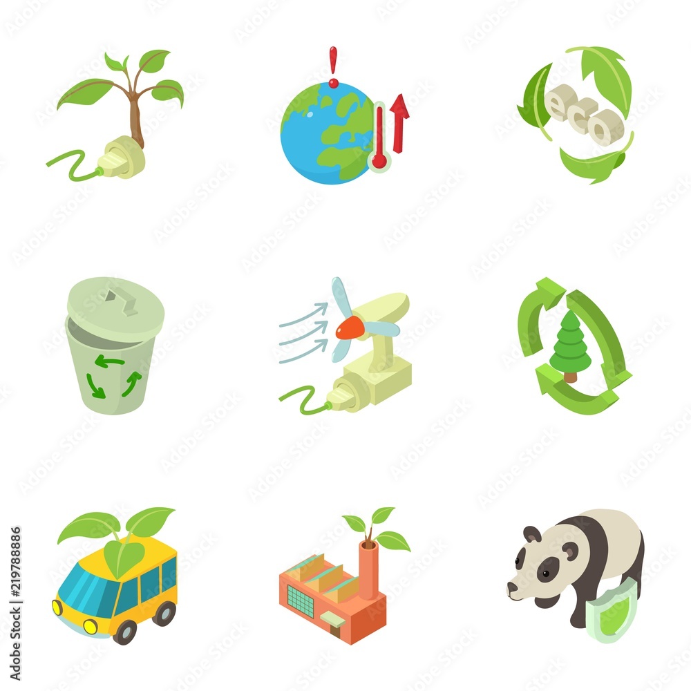 Poster global protection icons set. isometric set of 9 global protection vector icons for web isolated on w