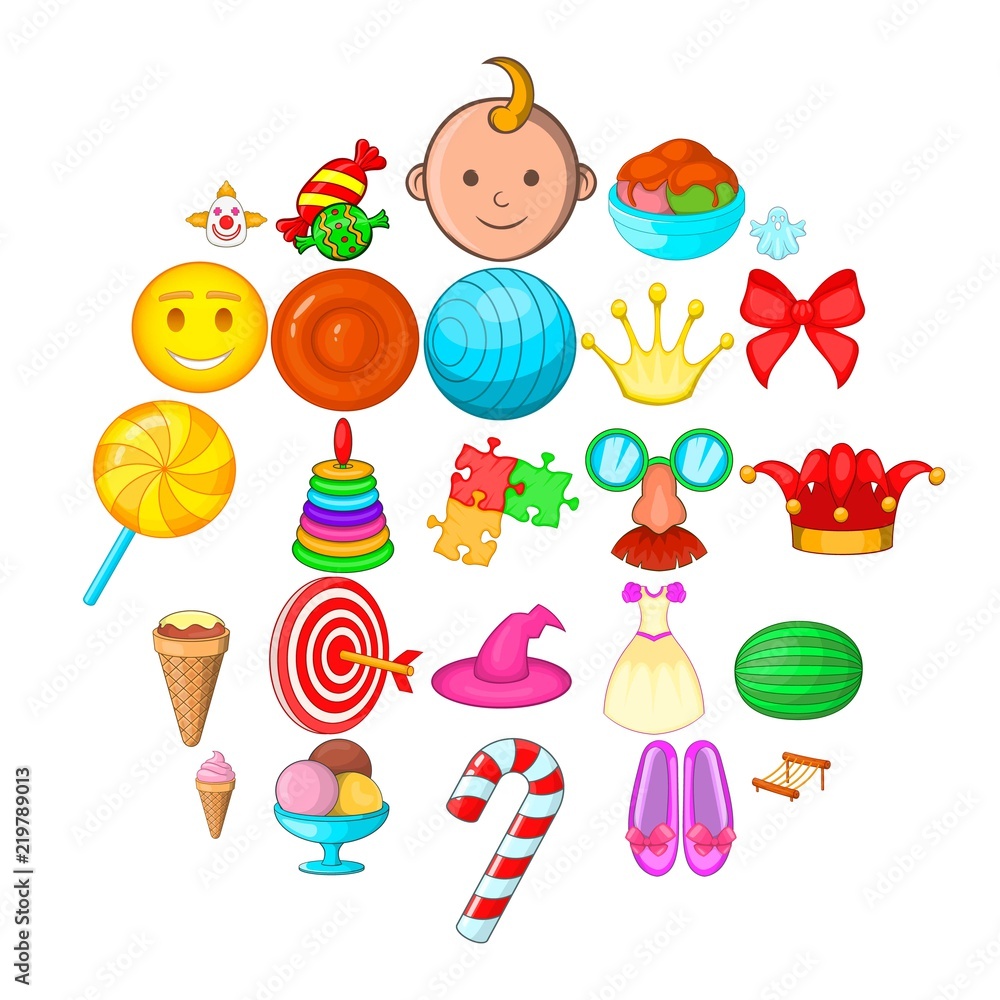 Poster feast for child icons set. cartoon set of 25 feast for child vector icons for web isolated on white 