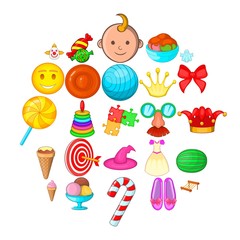 Feast for child icons set. Cartoon set of 25 feast for child vector icons for web isolated on white background