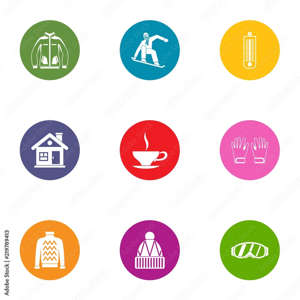 Poster winter view icons set. flat set of 9 winter view vector icons for web isolated on white background