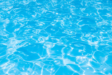 Fototapeta na wymiar Beautiful ripple wave and blue water surface in swimming pool, Blue water surface for background