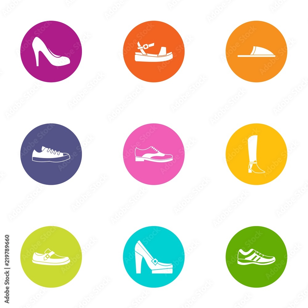 Poster slipper icons set. flat set of 9 slipper vector icons for web isolated on white background