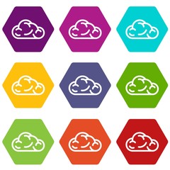 Ui cloud icons 9 set coloful isolated on white for web
