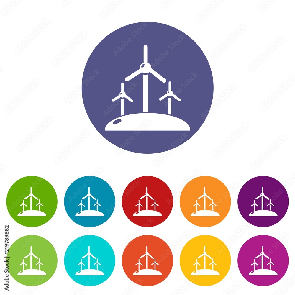 Poster energy windmill icons color set vector for any web design on white background