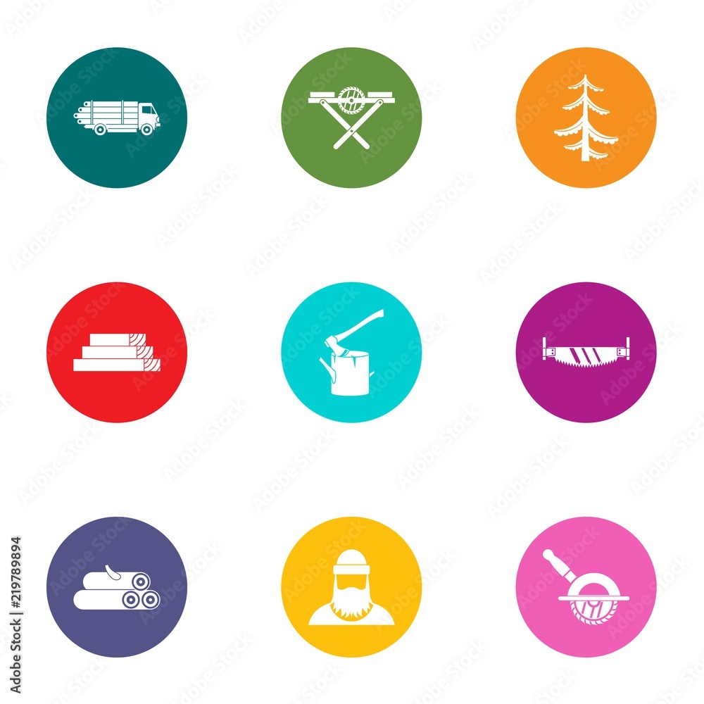 Poster forest area icons set. flat set of 9 forest area vector icons for web isolated on white background