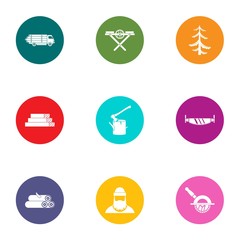 Forest area icons set. Flat set of 9 forest area vector icons for web isolated on white background