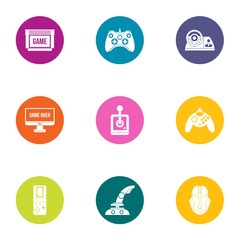 Game over icons set. Flat set of 9 game over vector icons for web isolated on white background