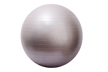 Close up of an orange fitness ball isolated on white background