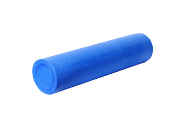 blue yoga mat on a white background
