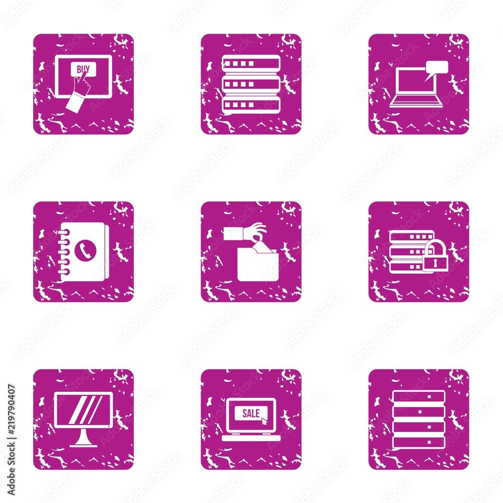 Poster digit icons set. grunge set of 9 digit vector icons for web isolated on white background