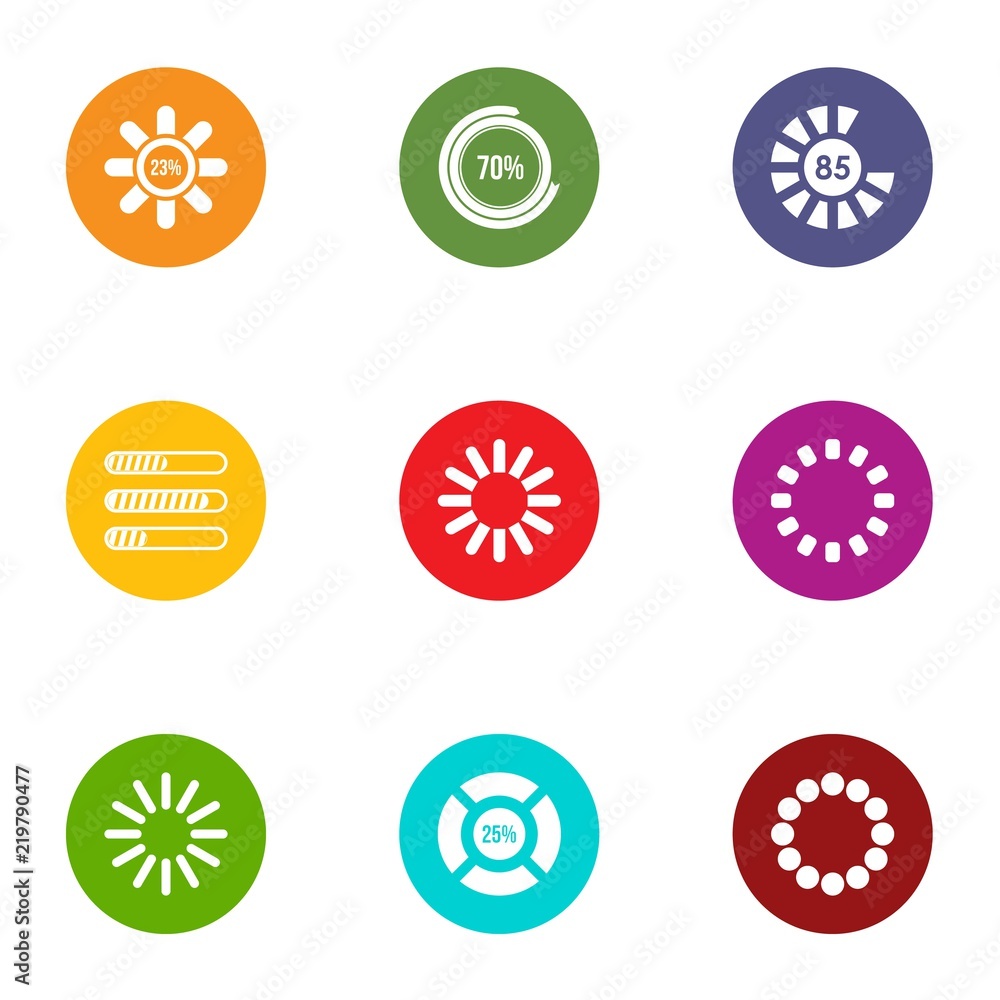 Poster Chart loading icons set. Flat set of 9 chart loading vector icons for web isolated on white background