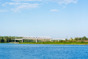 Railway bridge across the river Sok in the village of Malaya Tsarevschina, Samara region Russia