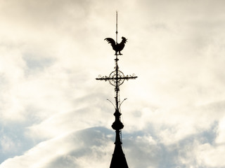 Chicken Weather vane top the church in downtown Sao Paulo, Brazil