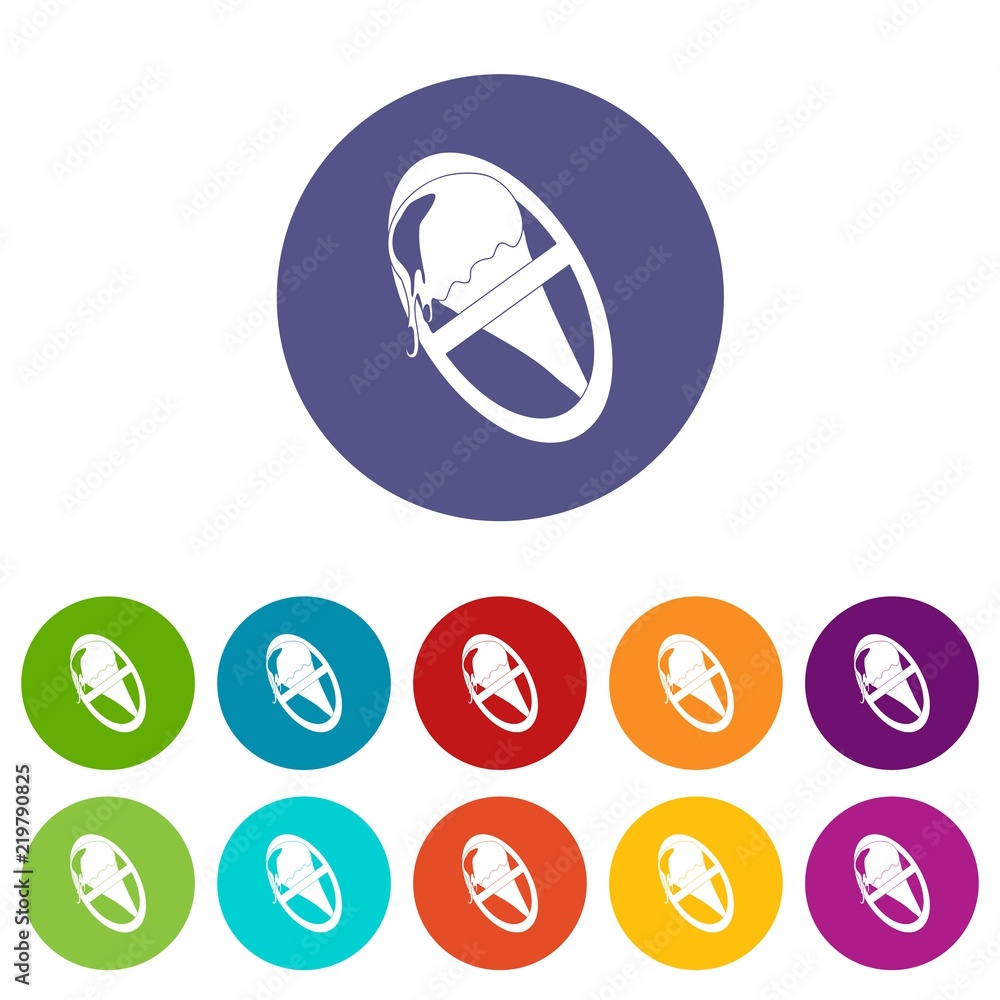 Poster no ice cream icons color set vector for any web design on white background
