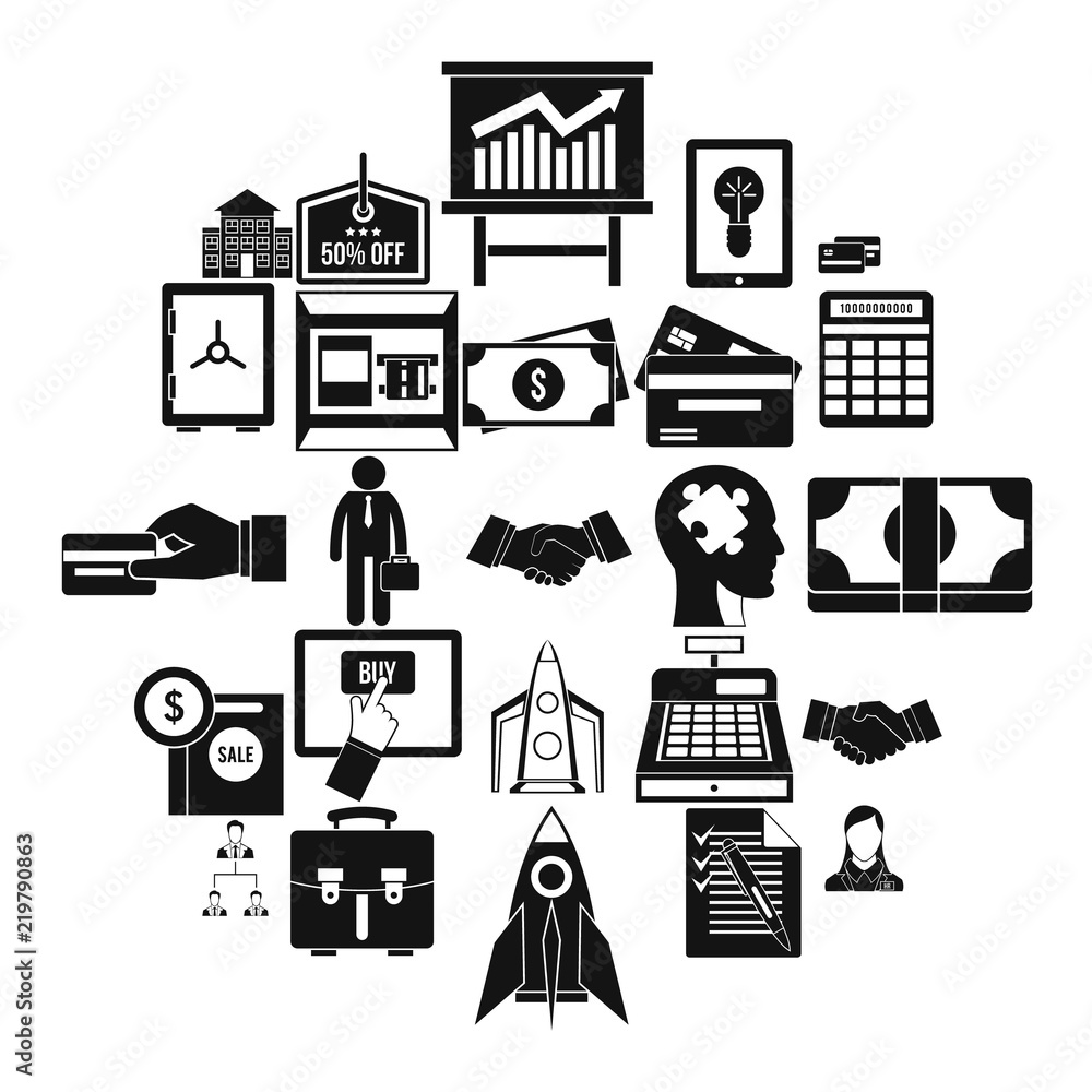 Poster seo development icons set. simple set of 25 seo development vector icons for web isolated on white b
