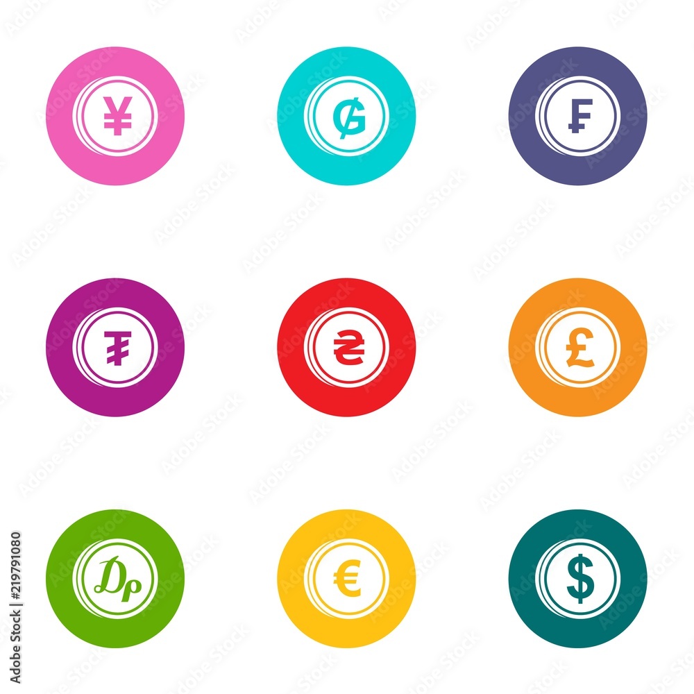 Poster penny icons set. flat set of 9 penny vector icons for web isolated on white background