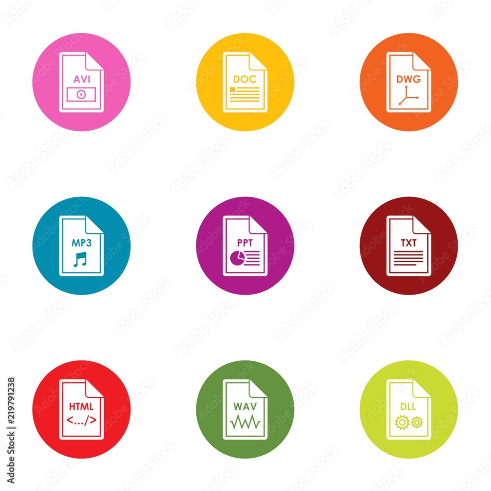 Poster separate file icons set. flat set of 9 separate file vector icons for web isolated on white backgrou