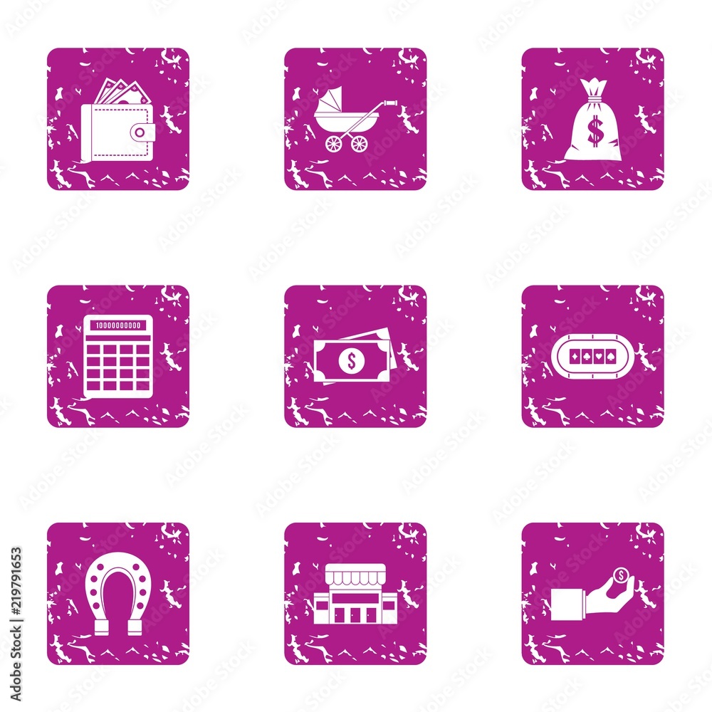 Poster estimation icons set. grunge set of 9 estimation vector icons for web isolated on white background