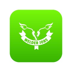Welder job icon green vector isolated on white background