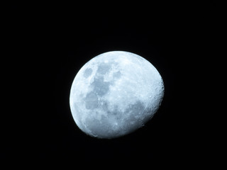 half moon in dark sky of Sao Paulo city, Brazil