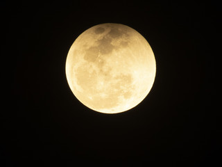 Eclypse moon in dark sky of Sao Paulo city, Brazil