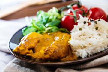 Handmade Indian curry chicken rice