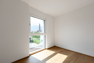 Empty white room with window, concept