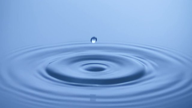 Slow Motion Water drop splash into calm water - shot with ultra high speed camera