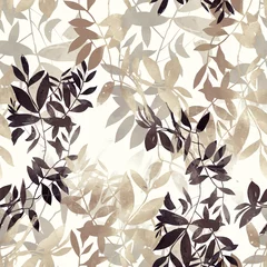 Papier peint Style japonais imprime des brindilles abstraites de style japonais avec des feuilles mélangées à un motif sans couture répété. image numérique dessinée à la main avec