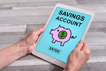 Savings account concept on a tablet
