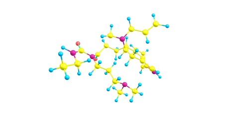 Cabergoline molecular structure isolated on white