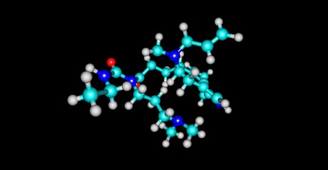 Cabergoline molecular structure isolated on black