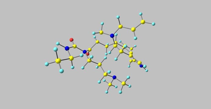 Cabergoline molecular structure isolated on grey