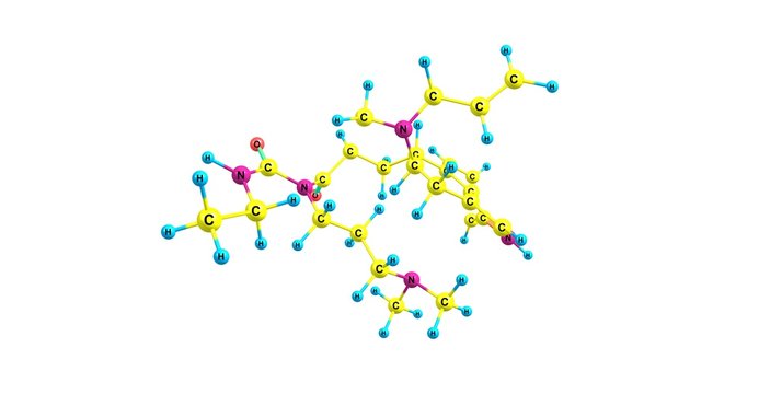 Cabergoline molecular structure isolated on white
