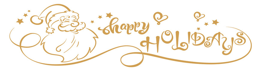 Christmas card, text Happy Holidays and Snwman